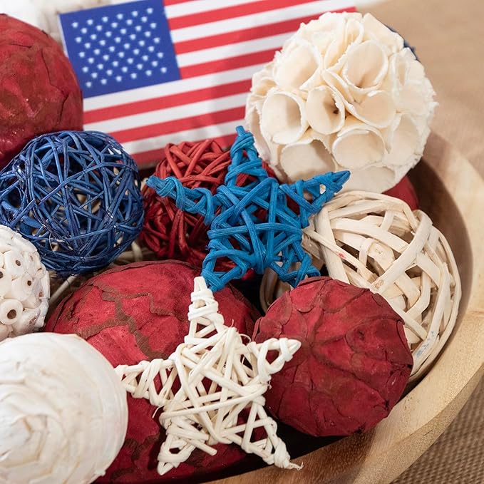 ANDALUCA American Flag Decorative 4th of July Vase Filler Bag with Orbs, Decorative Balls (Red, White & Blue)