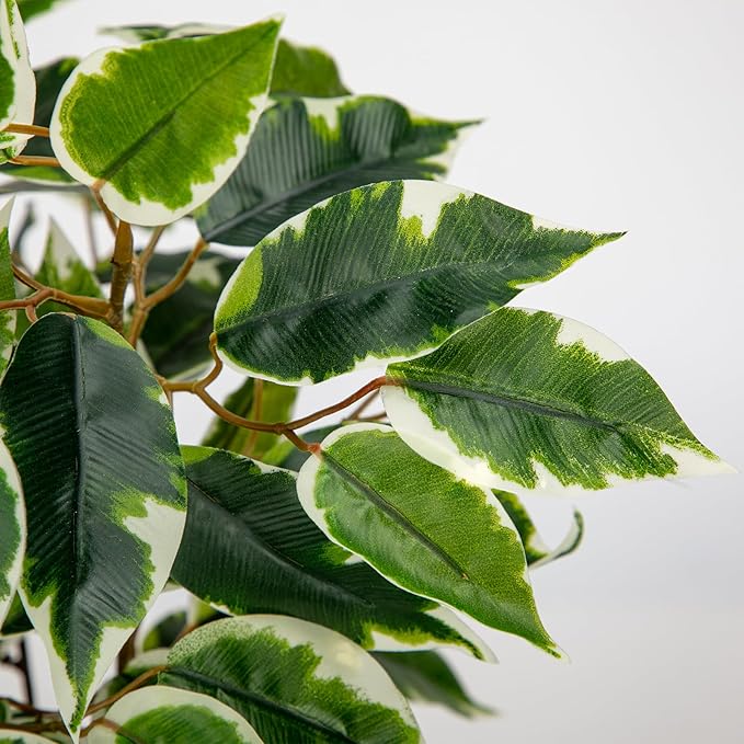 Fake Plant 15.7” Artificial Plants Indoor Small Ficus Potted Plants Silk Plants Faux Topiary Plant for Home Bathroom Bedroom Dining Room Kitchen Window Shelf Desk Centerpieces Tabletop Decor