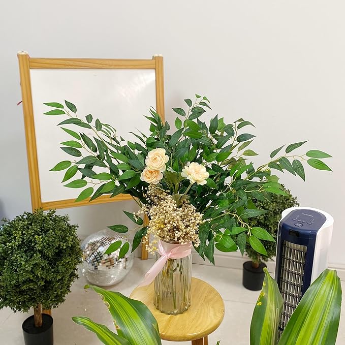 40pcs Italian Ruscus Greenery 68cm Artificial Greenery Stems Leaf Greenery Garland for Wedding Arch Flowers Centerpieces Balloon Arch Home Decor