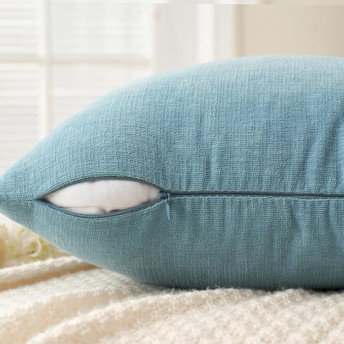 MIULEE Smoke Blue Couch Pillow Covers 16x16 Inch, Set of 2 Soft Chenille Decorative Square Throw Pillow Covers Summer Farmhouse for Sofa Living Room Bed