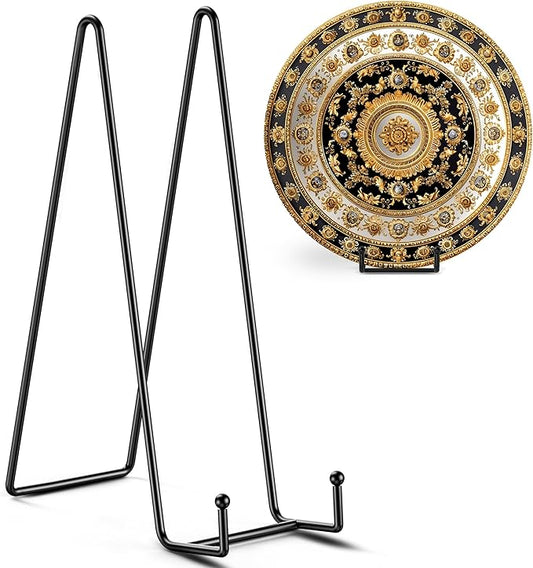 TR-LIFE 14 Inch Heavy Duty Plate Stand (2 Pack) - Metal Display Easel for Large Plates, Platters, Picture Frames, Signs, and Posters