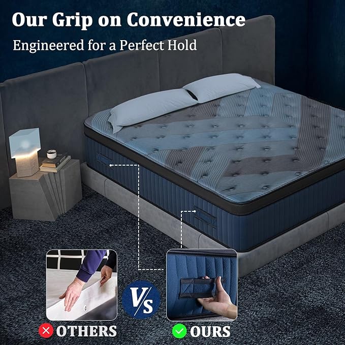 12 Inch Full Size Mattress in a Box, Medium Firm Hybrid with Lumbar Foam and Zoned Pocket Springs for Pressure Relief and Edge Support