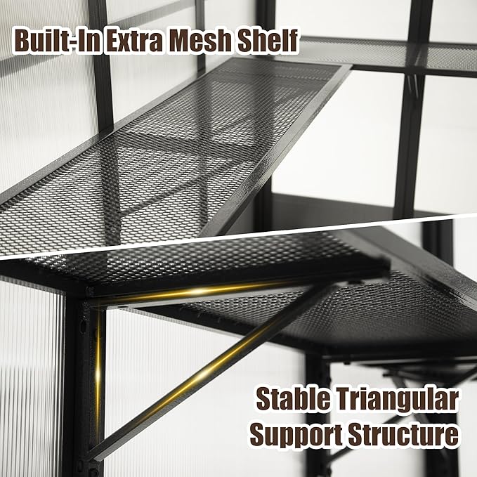 Domi 8x10FT Greenhouse, Polycarbonate Green House with Fully Auto Temperature Control Vent, Outdoor Full Aluminum Heavy Duty Greenhouse with Extra 8FT Walk-in Height for Garden Backyard, Dark Grey