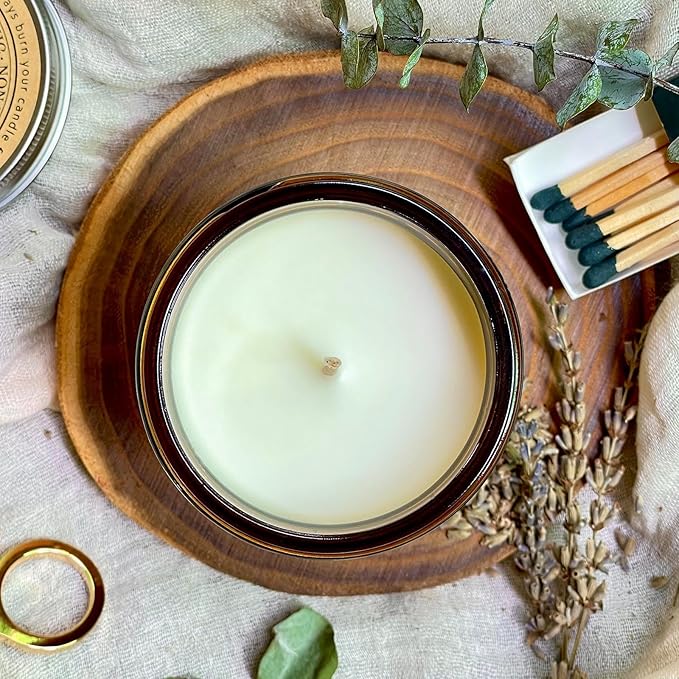 Aromatherapy Candles Lavender Eucalyptus Scented - 8oz Calming Candles for Home Scented Women Candles Gifts Ideal for Relaxation Stress Relief Soothing Anxiety Yoga Meditation Spa Healing Sleep Bath