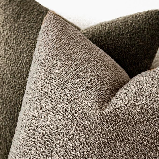 Foindtower Pack of 2 Textured Boucle Throw Pillow Covers Accent Solid Decorative Lumbar Pillow Cases Soft Couch Cushion Case for Chair Sofa Bedroom Living Room Home Decor 12x20 Inch Light Khaki Tan