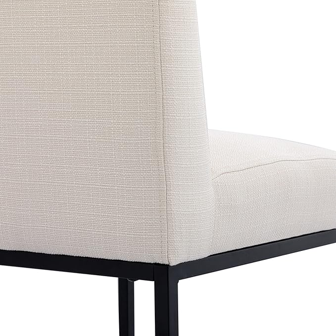 VESCASA Linen 27 inches Counter Height Bar Stools with Padded Back, Modern Upholstered Counter Stool Chairs with Black Metal Frame for Kitchen Island, Set of 4, Cream