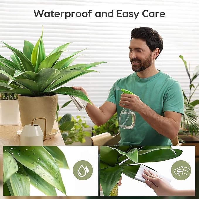 Velener Fake Agave Artificial Plants, Fake Succulents Plant for Room Decor, Unpotted Faux Agave Stems Plant for Outdoor/Indoor Decor, 22 inches