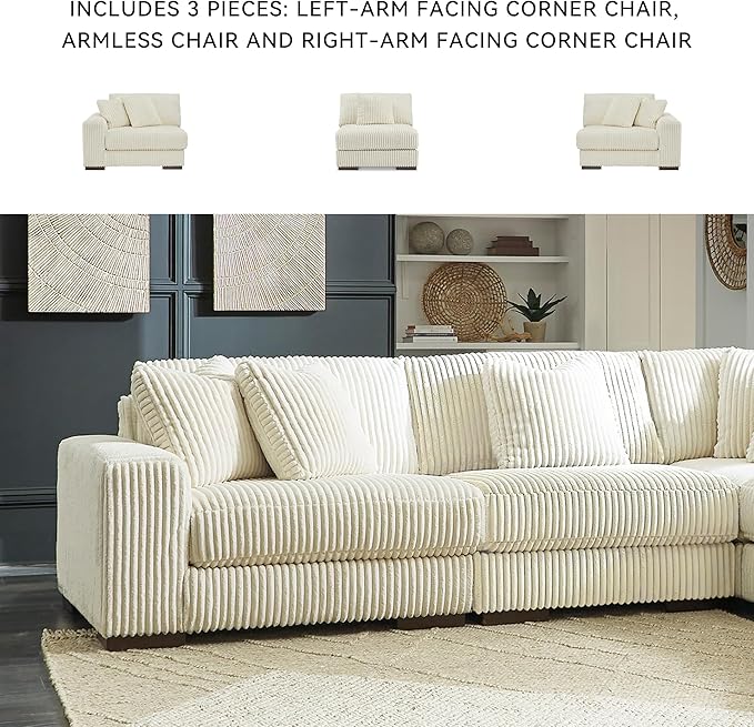 Signature Design by Ashley Lindyn Contemporary 3-Piece Sofa with Reversible Cushions, White