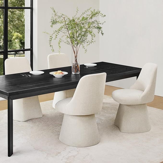 Swivel Dining Chair Mid Century Modern DeskChair High Back Upholstered Linen Fabric SideChair for Kitchen Diningroom Bedroom,Linen,1 Box