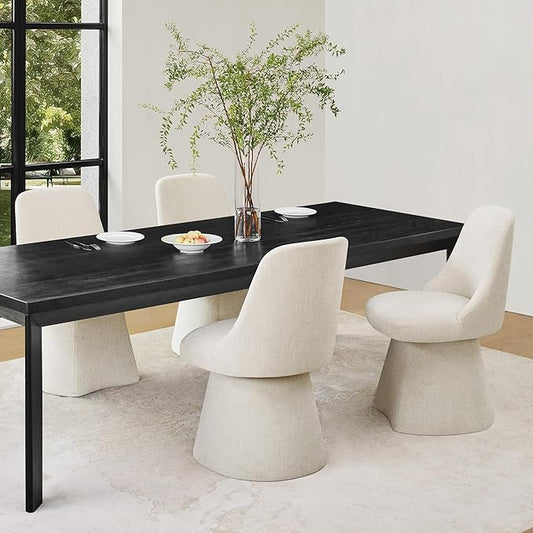 Swivel Dining Chair Mid Century Modern DeskChair High Back Upholstered Linen Fabric SideChair for Kitchen Diningroom Bedroom,Linen,4 Box