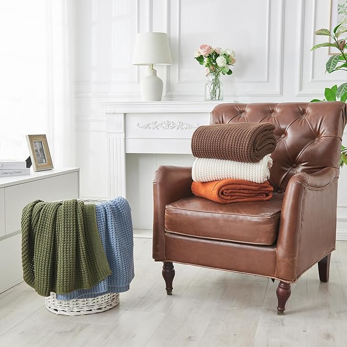 Douceur Black Throw Blanket for Bed, Soft Chunky Cable Knit Throw Blanket, Classic Fisherman's Rib Stitch Pattern Throw for Living Room Gift, 60"X80"