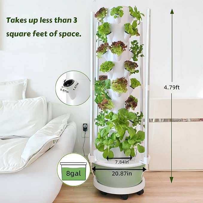 Hydroponic Growing System Kit with LED Grow Lights, Vertical Hydroponic Tower, Indoor Herb Garden, 32 Planting Pods,Lettuce Growing Garden