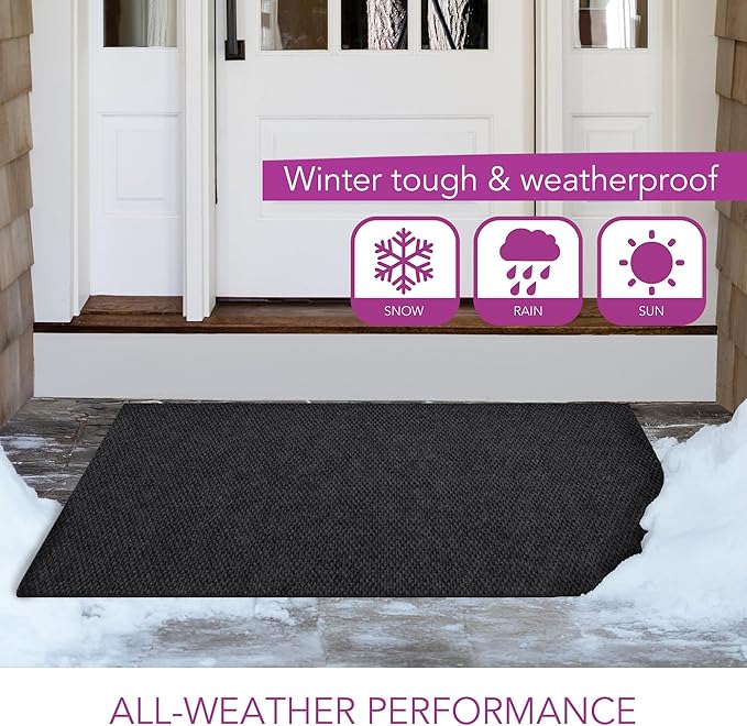iCustomRug Spartan Weather Warrior Indoor/Outdoor Utility Berber Loop Carpet Runner with Non-Slip Thermoplastic Rubber Backing, 3ft X 6ft in Black