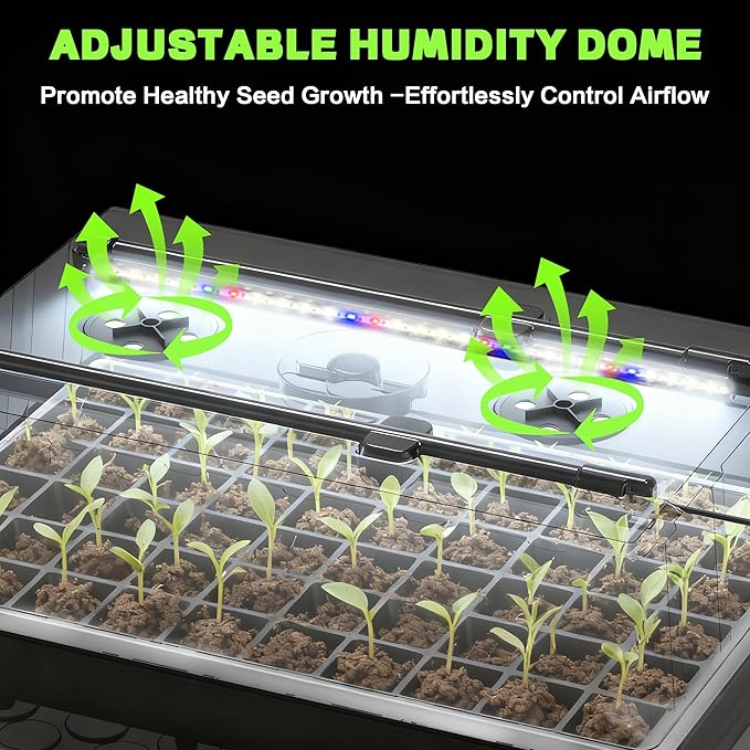 60-Cell Self-Watering Seed Starter Tray with Grow Light, Upgraded 1–24H Timer, Seed Trays with Humidity Dome, Indoor Gardening System, Starter Kit for Seeds, Plant Germination