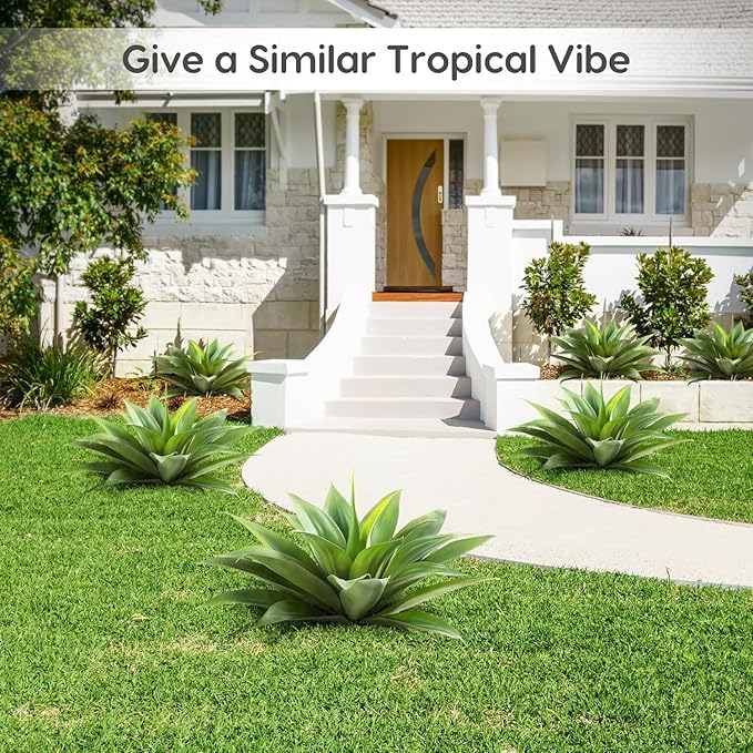 Velener Artificial Agave Plant,18 Inch, Faux Aesthetic Plants for Home Decor, Realistic UV Resistant Fake Agave Plants Without Pot, Set of 1
