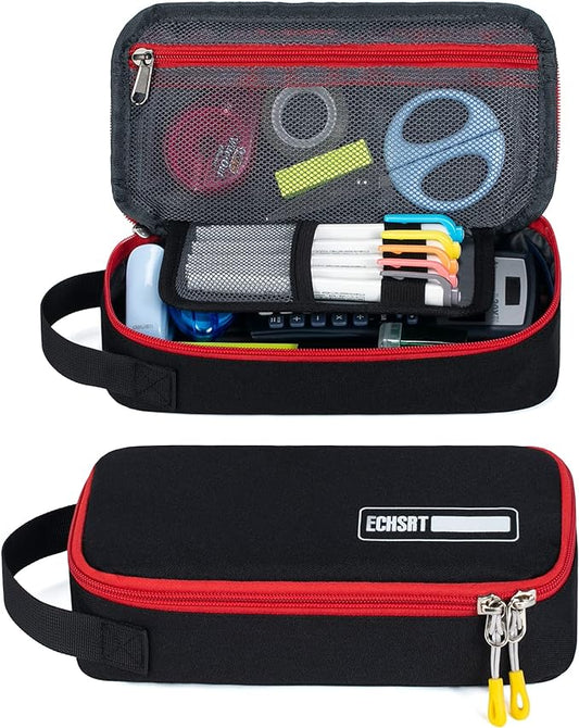 ECHSRT Large Pencil Case, Aesthetic Pen Pouch with Big Capacity, Minimalist Portable Stationery Bag with Handle for Office Organizer Aesthetic Pencil Cases