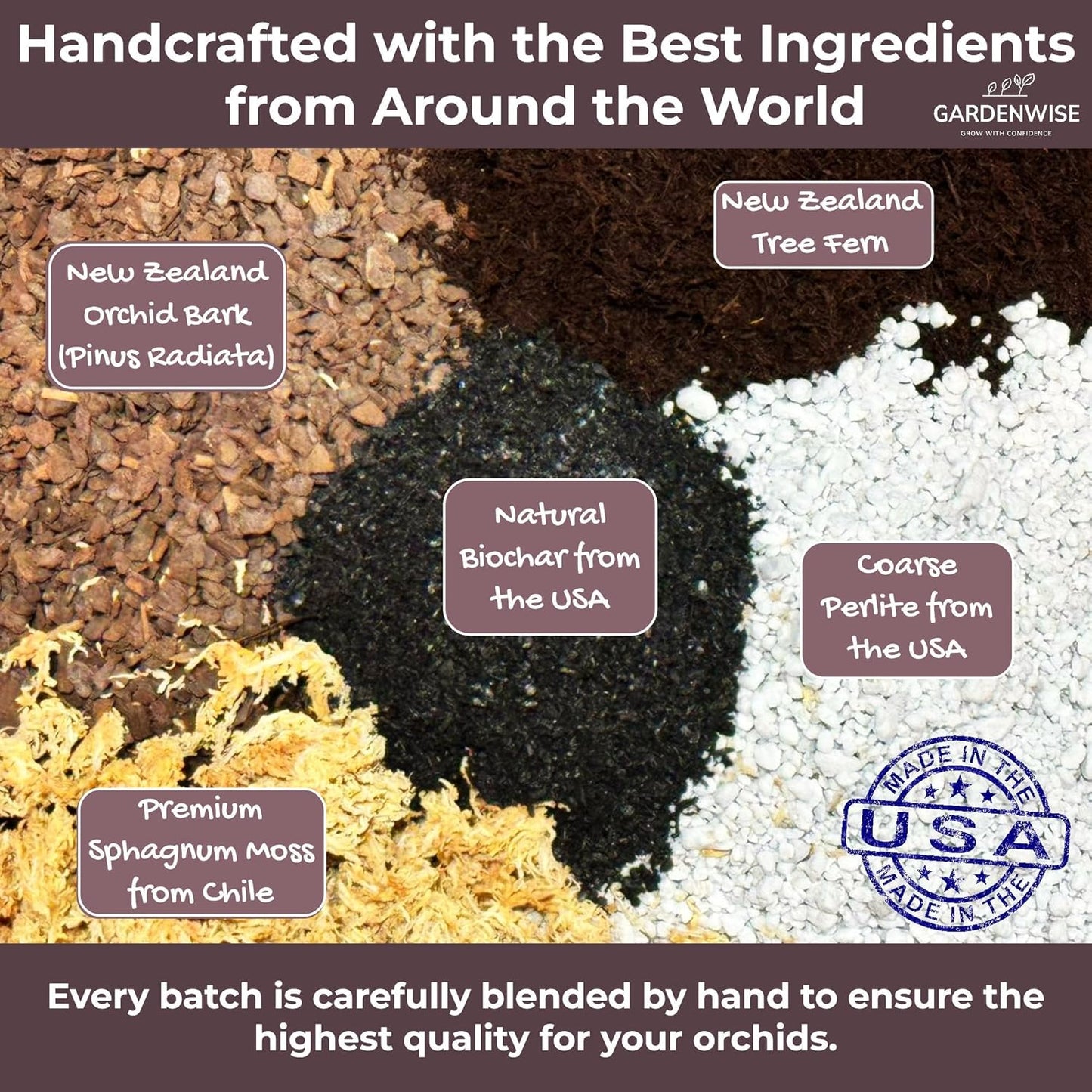 Orchid Potting Mix – Orchid Bark, Sphagnum Moss, Tree Fern & Perlite for Repotting Phalaenopsis Orchids, Indoor Plants, Orchid Soil Medium – Sustrato para Orquídeas (3 Quart)