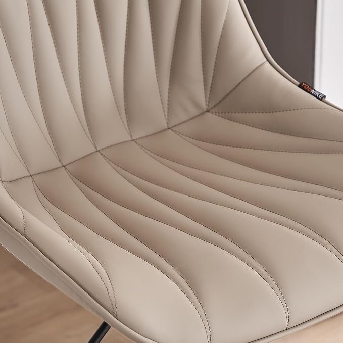 YOUNIKE Bar Stools Set of 2 for Kitchen Island, Khaki Swivel Tall Barstools, Adjustable Bar Stool with Back, Faux Leather Padded Bar Chairs, Modern Counter Height Stools with 300LBS Support