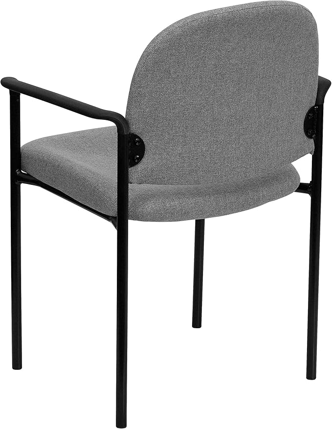 Flash Furniture Tiffany Comfort Gray Fabric Stackable Steel Side Reception Chair with Arms