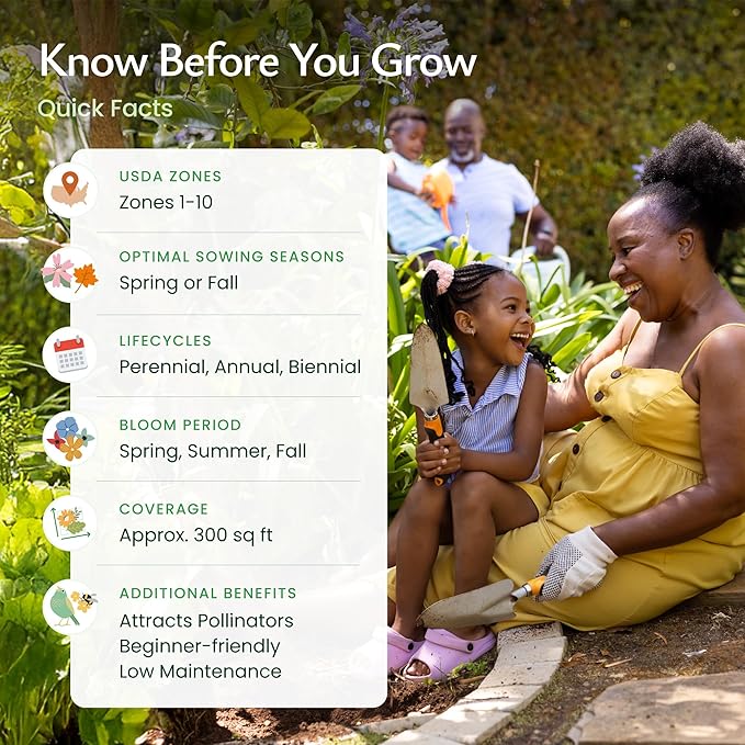 Created By Nature Florida Wildflower Seed Mix, 18 Flower Varieties, 35,000 Seeds