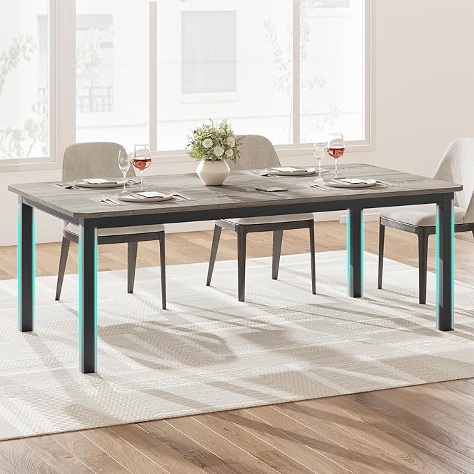GAOMON 78.7 Inch Long Kitchen Table for 6-8, Dining Room Table for Kitchen Living Room, Large Rectangular Dinner Tables, Industrial Indoor Restaurant Tables with Sturdy Metal Frame(Only Table)