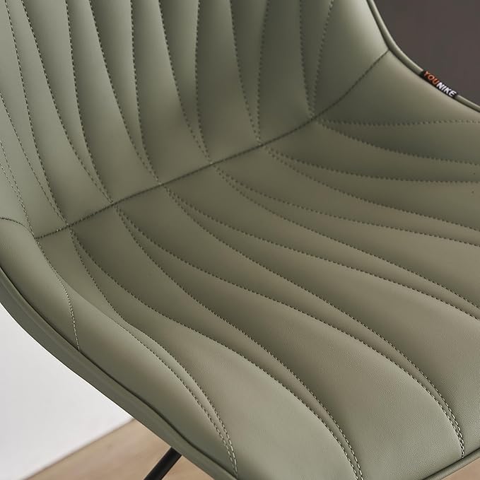 YOUNIKE Bar Stools Set of 2 for Kitchen Island, Olive Green Swivel Tall Bar Stools, Faux Leather Padded Barstools with Back, Modern Counter Height Bar Chairs with 300LBS Support