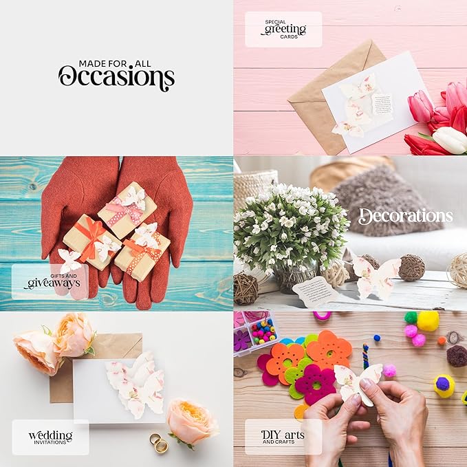 Set of 24 Pink Butterfly – Plantable Seed Paper Embedded with Wildflower Seeds for Bridal Shower, Wedding Gift, Birthday, & Other Milestone Celebrations