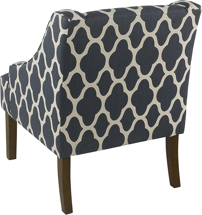 Homepop Home Decor | Upholstered Classic Swoop Arm Accent Chair | Accent Chairs for Living Room & Bedroom | Decorative Home Furniture, Dark Navy Geometric