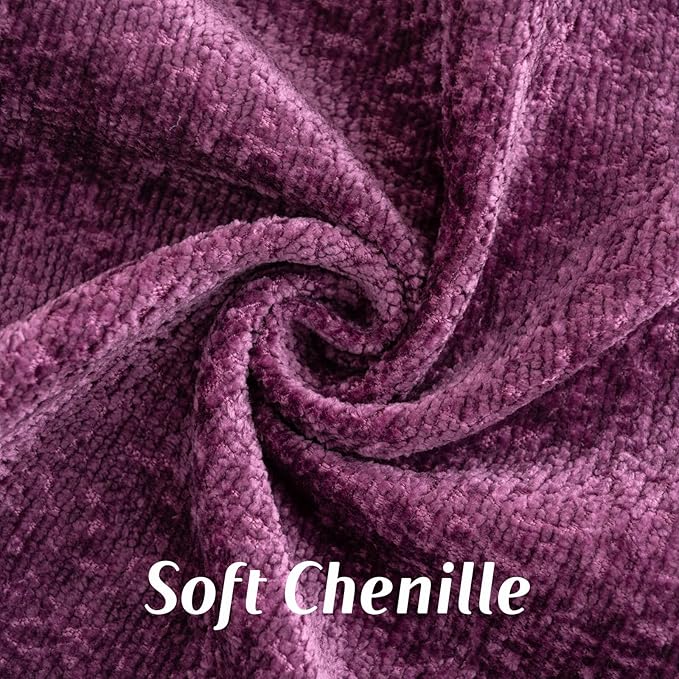 FUTEI Purple Chenille Throw Pillow Covers 20x20 Inch Set of 2,Soft Cozy Bound Edge Design Cushion Case,Home Decor for Couch Bed Living Room