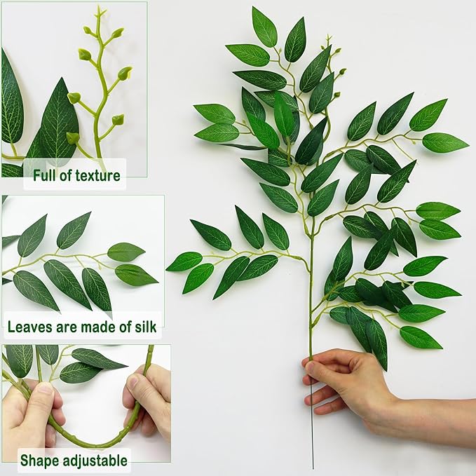 24PCS Italian Ruscus Greenery 54cm Artificial Greenery Stems Leaf Greenery Garland for Wedding Arch Flowers Centerpieces Balloon Arch Home Decor