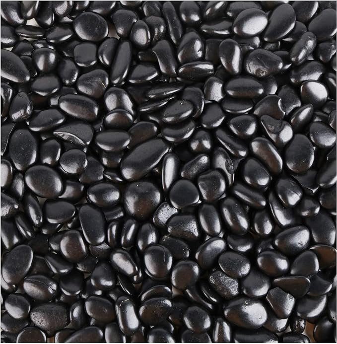 Black Pebbles for Plants 7lb Bulk Bag Aquarium Gravel 0.5"- 1" Decorative Polished Fish Tank Stone River Rocks