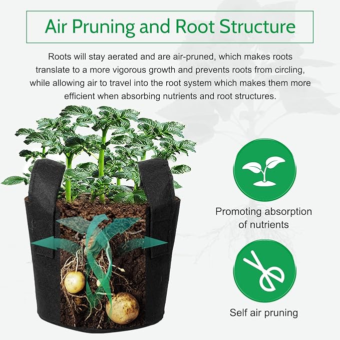 JERIA 12-Pack 30 Gallon, Vegetable/Flower/Plant Grow Bags, Aeration Fabric Pots with Handles (Black), Come with 12 Pcs Plant Labels