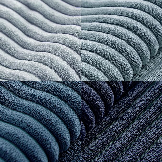 MIULEE Dusty Blue Navy Farmhouse Throw Pillow Covers 20x20 Inch Set of 4 Boho Patchwork Gradient Cushion Cases Western Modern Pillow Cases Corduroy Home Decor for Couch Sofa Living Room Bed