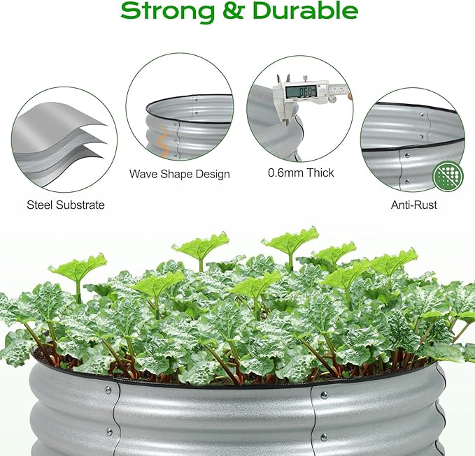 Aoodor 2 Pack 9" Tall 30" Metal Raised Garden Bed, Outdoor Planter Box and Raised Garden Kit for Vegetables, Flowers, Arugula and Herbs, Silver