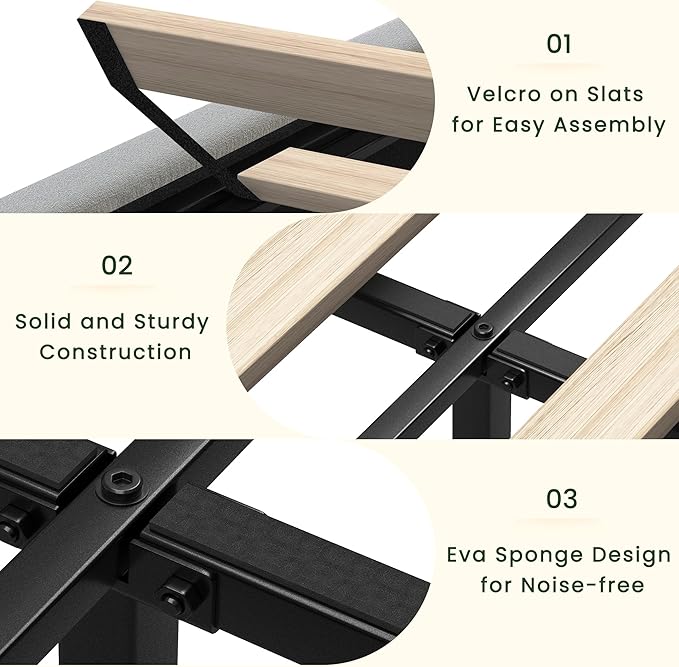 LARMACE King Size Bed Frame with 4 Storage Drawers and Tufted Headboard Velvet Upholstered Platform Bed Frame with Heavy Duty Wood Slats, No Box Spring Needed, Easy Assembly, Bluish Grey