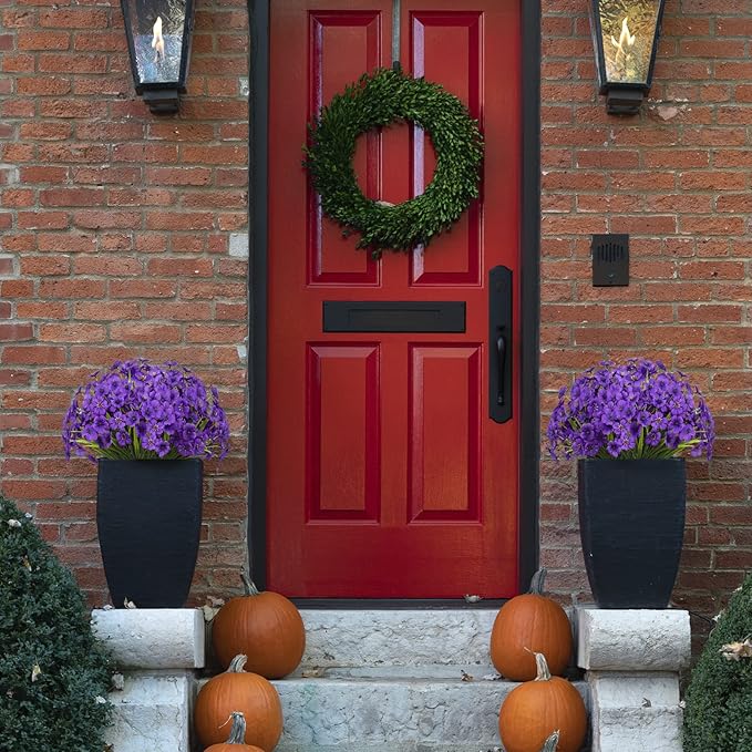 15 Bundles Artificial Flowers Fake Silk Flowers Outdoor UV Resistant Faux Flowers Plastic Fabric Greenery Plants for Hanging Planter Kitchen Home Office Wedding Garden Decoration（Purple）