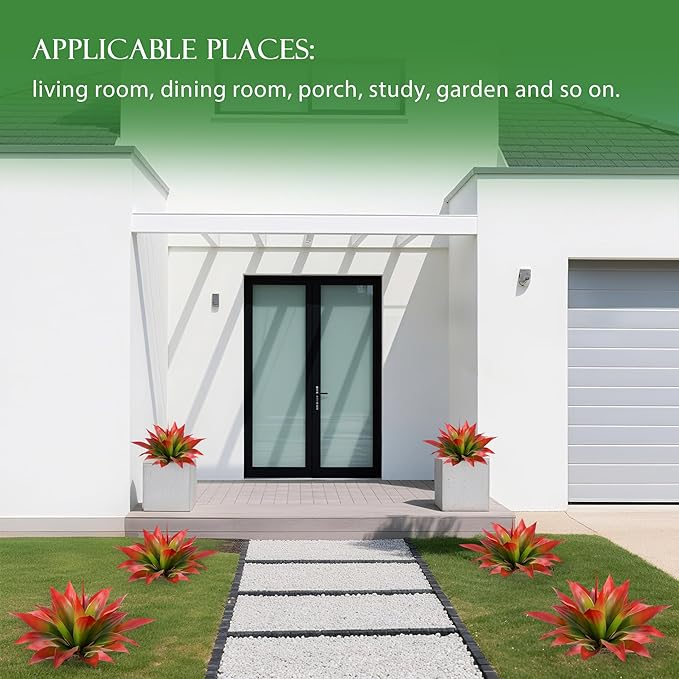 Artificial Agave 22" Faux Agave Fake Greenery Outdoor Artificial Plant Fake Plant for Indoor Home Decoration Plastic Plant Outdoor Decor Front Porch Decor Simulation Plants (Red 2Pcs) No Vase