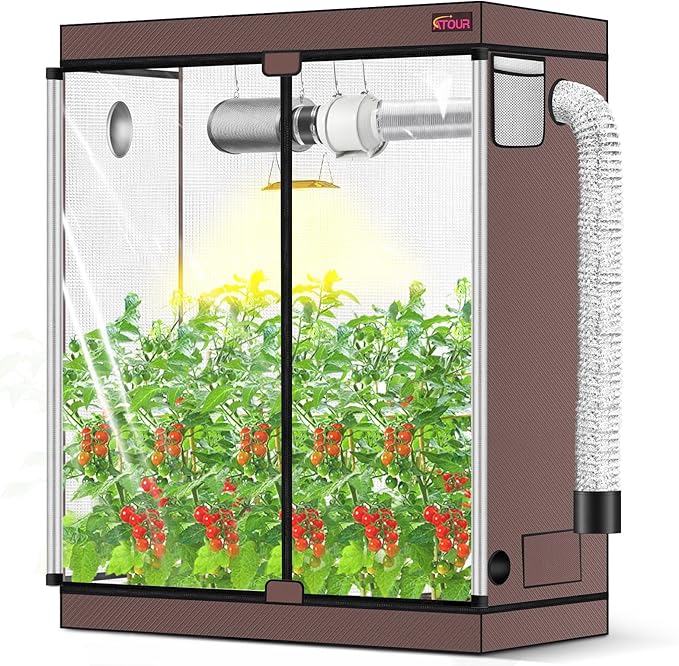ATOUR Grow Tent, 55"x28"x80'' High Reflective Mylar 1680D Hydroponic Grow Tents, Waterproof Grow Tent with Double Cleart Observation Door and Floor Tray, for Indoor Plant Growing