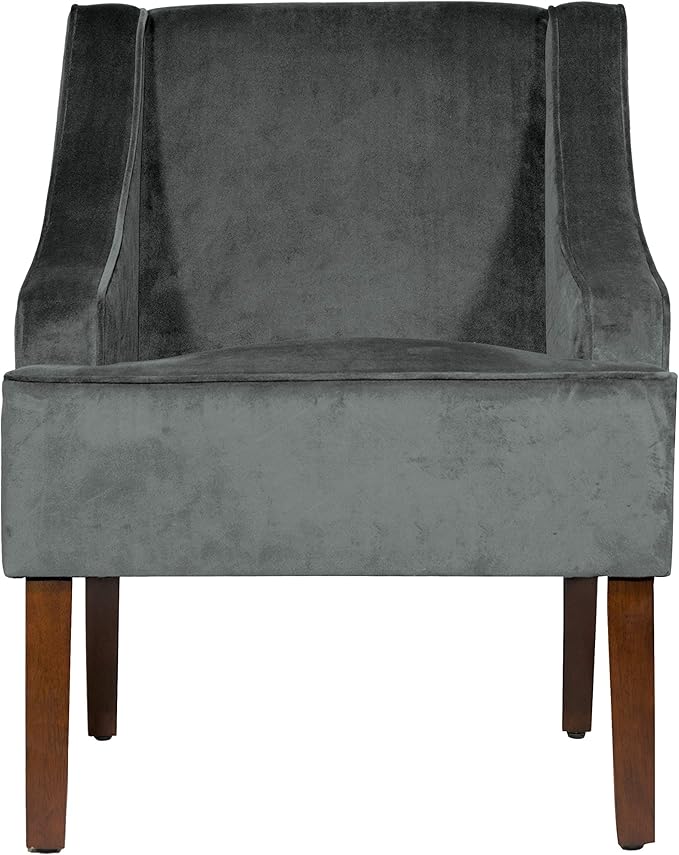 Homepop Home Decor Upholstered Classic Swoop Arm Accent Chair Accent Chairs for Living Room & Bedroom Decorative Home Furniture, Dark Grey