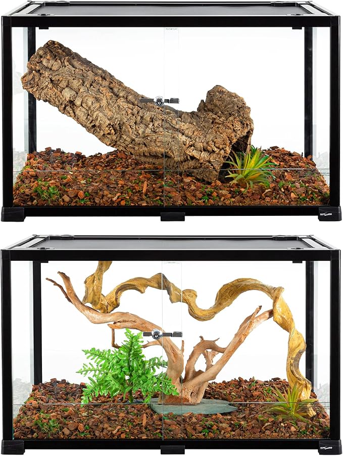 REPTIZOO 84 Gallon Large Reptile Terrarium Extra-Long 60" x 18" x 18" Spliceable Glass Reptile Tank, Double Top Cover Enclosure Habitats