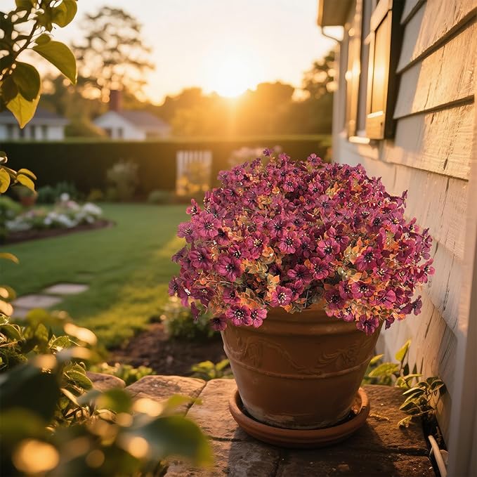 Artificial Mums for Outdoors Garden Home Fall Decor uv Resistant Outdoor Faux Plants Indoor Plastic Fake Plants Greenery Boxwood Porch Patio Fake Mums Flowers 12 Bundles Yard Decorations