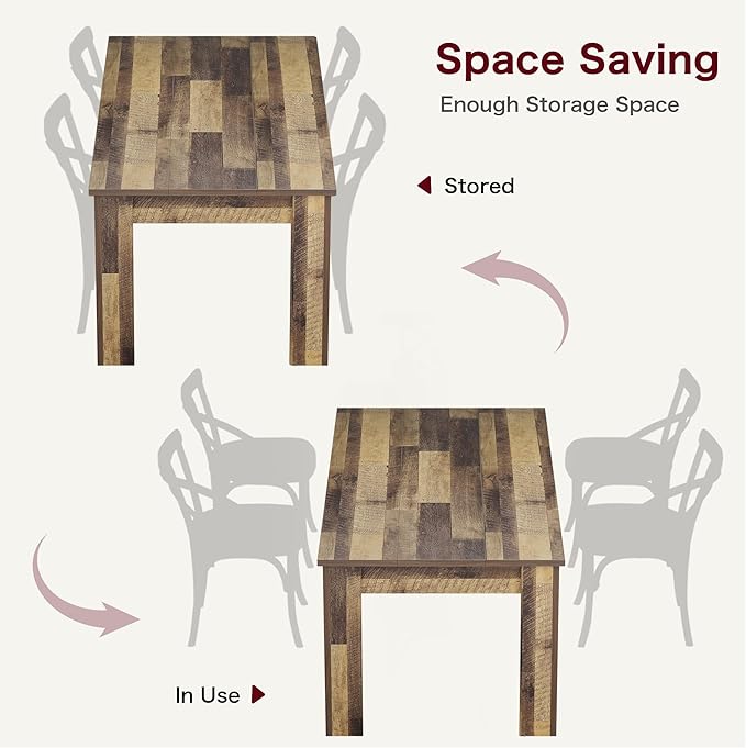 CABIHOME Dining Table for 4-6, 63" Inch Dining Tables for 4, Farmhouse Large Kitchen Dining Table, Rectangular Dining Room Table for Small Space, Wood Dinner Table for Kitchen, Apartment, Rustic Brown