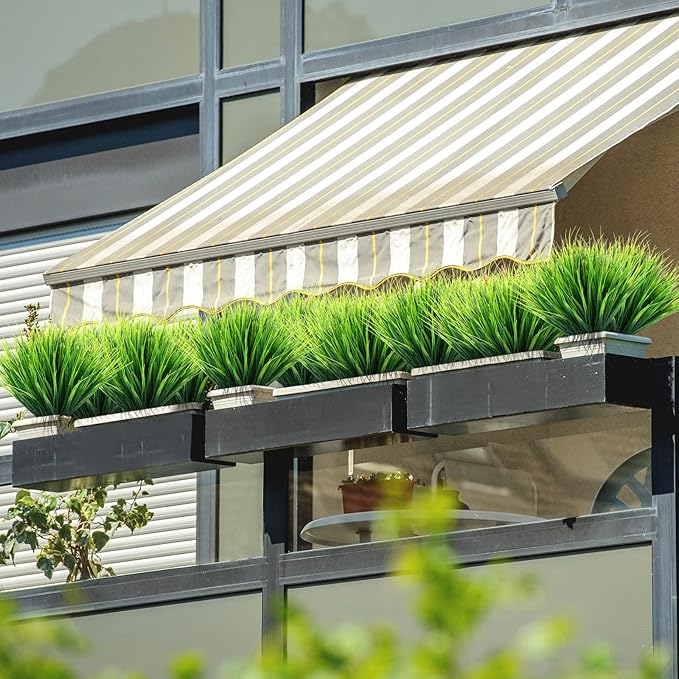 Ysleen 40 Bundles Artificial Grasses Outdoor UV Resistant Fake Plants No Fade Faux Grass Plastic Wheat Grass Greenery Shrubs Garden Porch Window Box Decorating Craft