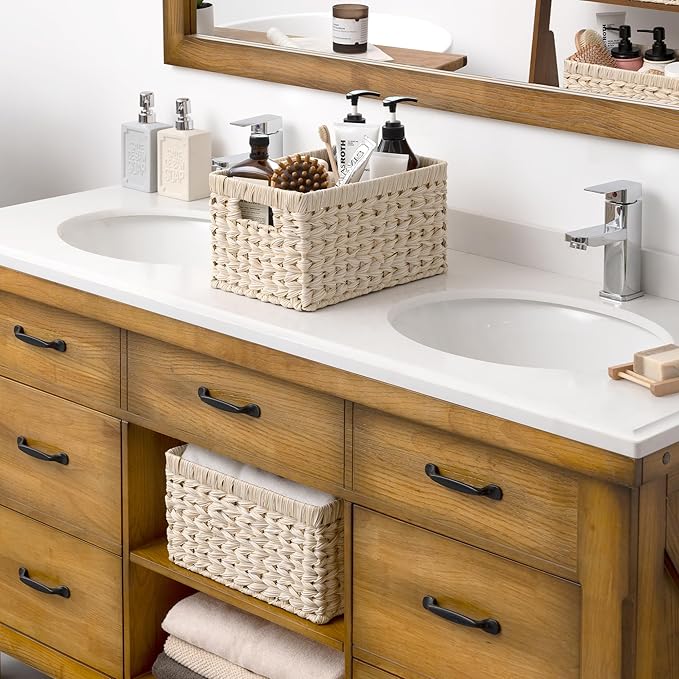 GRANNY SAYS Storage Baskets for Organizing, Wicker Storage Basket for Shelf, Wicker Basket for Organization, Waterproof Basket for Living Room, Decorative Basket for Pantry and Entryway, 2-Pack