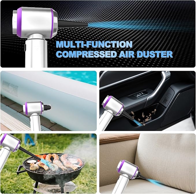 Mini Car Vacuum Cleaner, 4 in 1 Cordless Vacuum Cleaner, 22000PA High Power Portable Car Vacuum with Brushless Motor, for Home, Office, Camping (Silver Purple)