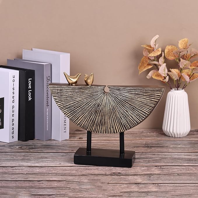 orenm Vintage Gold Home Decor Statues,Modern Abstract Sculpture Decor,Unique Line Decor for Home Interior Accent Decor Aesthetics,Living Room,Office, Coffee Table, Shelf Sculpture (Vintage Gold)
