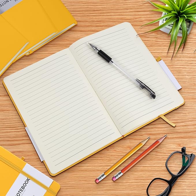 20 Pack Journals for Writing College Ruled Notebooks Journal in Bulk, Hardcover Notebooks (200Pages) for Note Talking, Lined Bullet Journals for Home School Office, 5.7"x8.4", Yellow