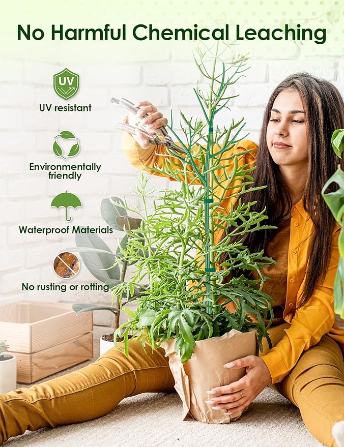 NiHome Comprehensive Plant Support Stake Set of 6 - Durable, UV Resistant 39.5" Stakes with Extension Poles, Orchid Clips & Plant Ties for Climbing Indoor & Outdoor Plants, Monstera, Pothos & More