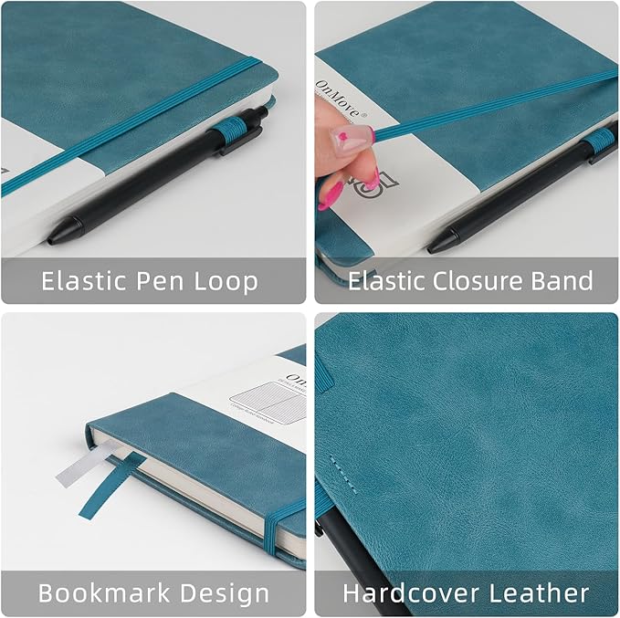 Notebooks Journal for Women Men 3 Pack Bulk Leather Hardcover with Pen Holder A5 160 Pages 100 GSM Thick Paper for Work School Lined Sky Blue