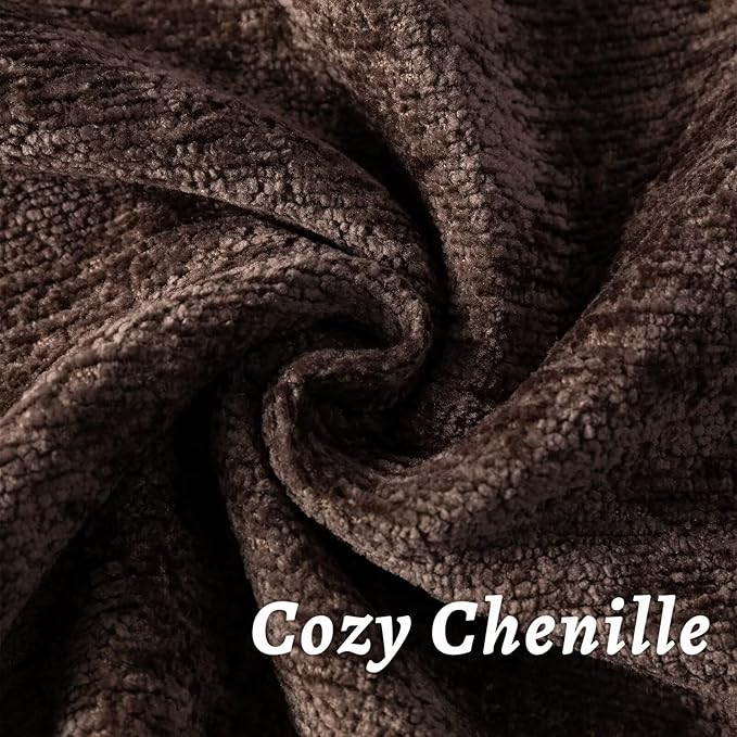 Brown Decorative Throw Pillow Covers 22x22 Inch Set of 2 Cozy Soild Chenille Cushion Cases Soft Textured Square Couch Pillows Cover Boho Accent Farmhouse Pillowcases for Sofa Bed